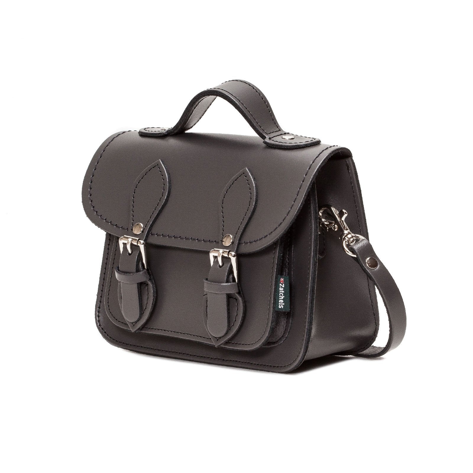 Handmade Leather Micro Satchel in Graphite