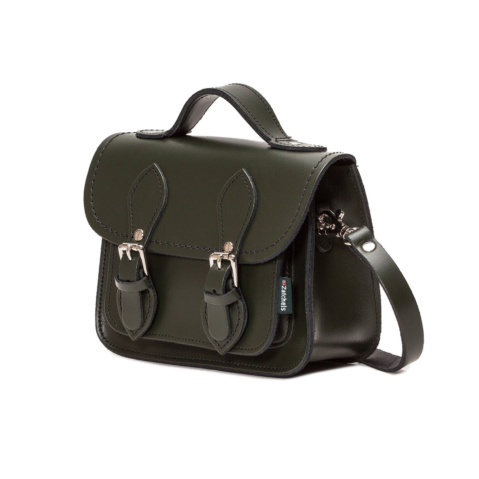 Handmade Leather Micro Satchel in Ivy Green