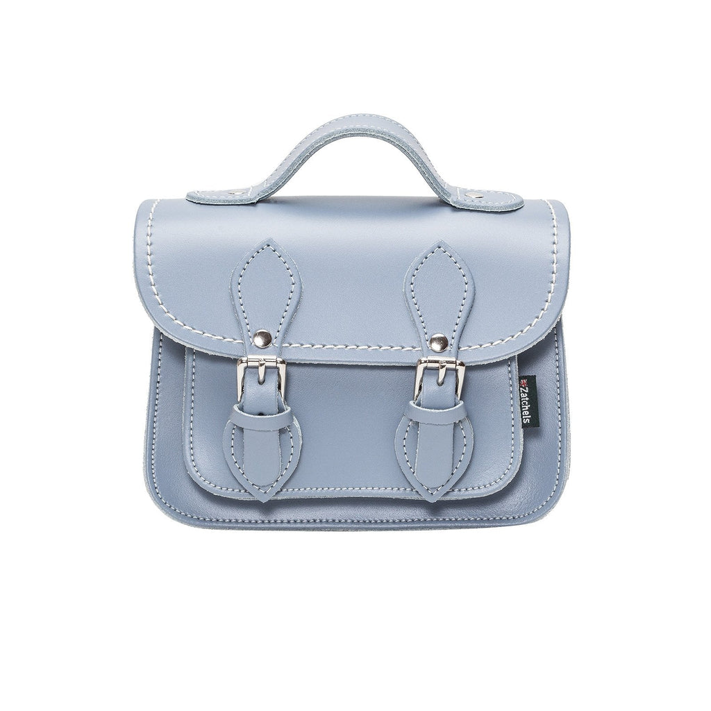 Handmade Leather Micro Satchel in Lilac Grey