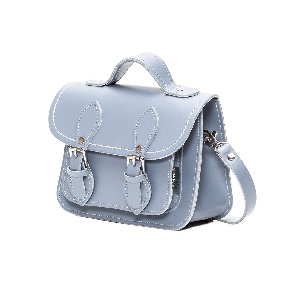 Handmade Leather Micro Satchel in Lilac Grey