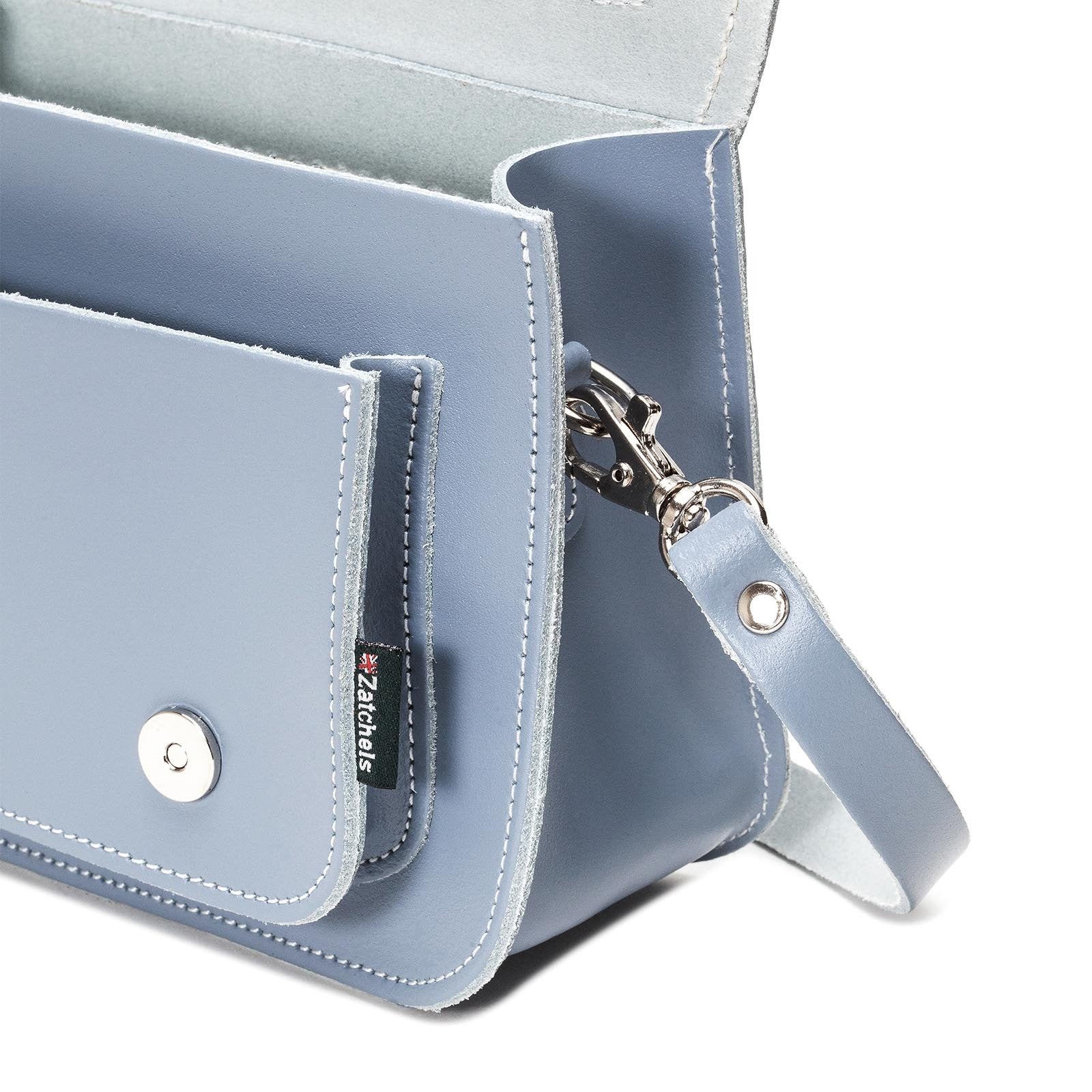 Handmade Leather Micro Satchel in Lilac Grey