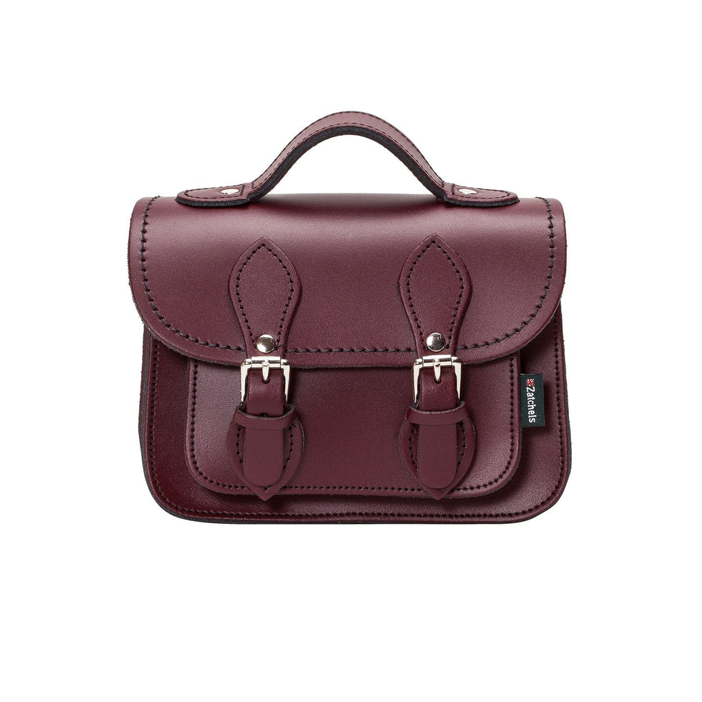 Handmade Leather Micro Satchel in Marsala Red
