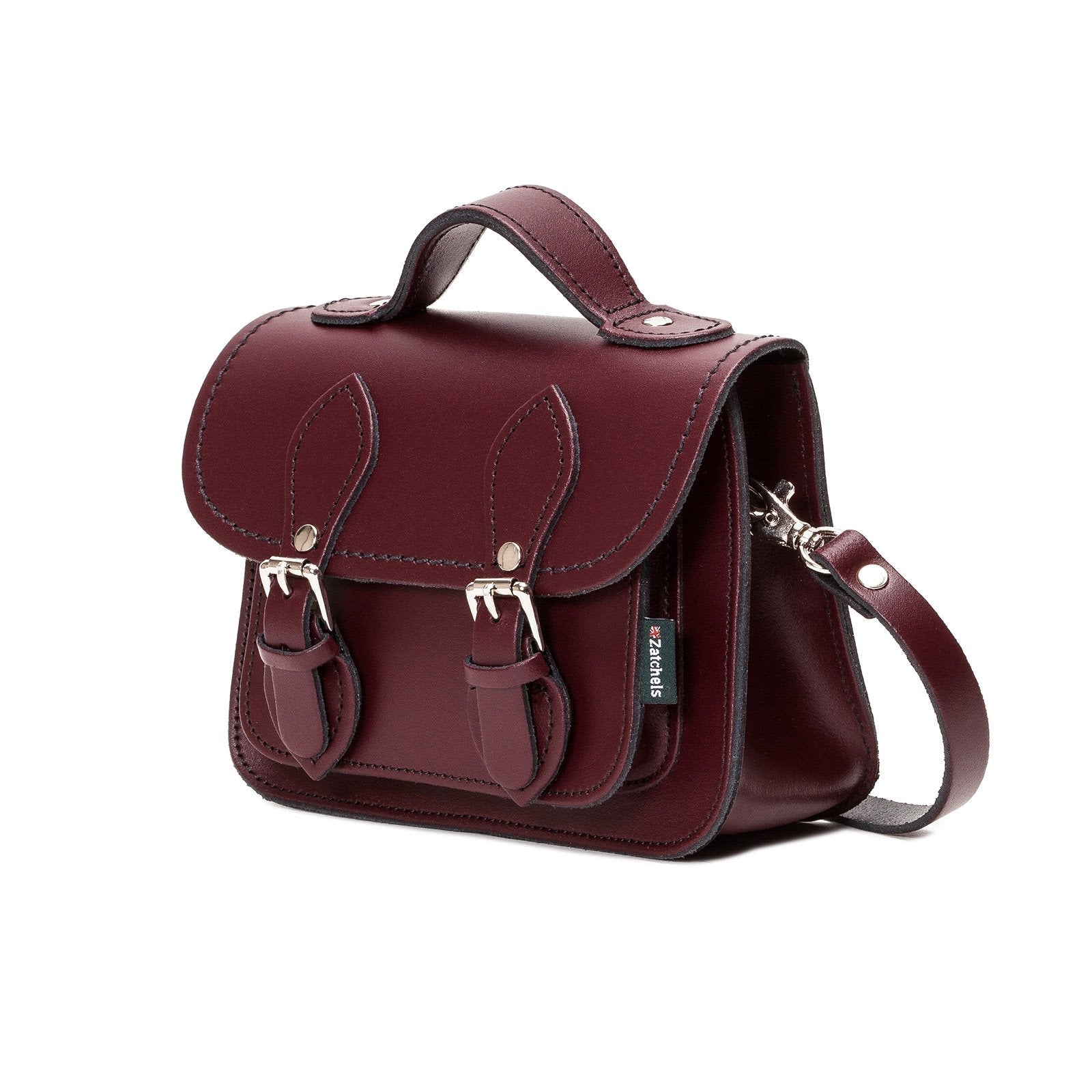 Handmade Leather Micro Satchel in Marsala Red