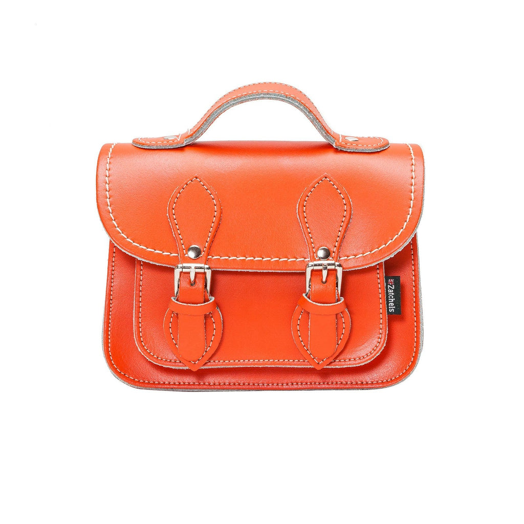 Handmade Leather Micro Satchel in Orange