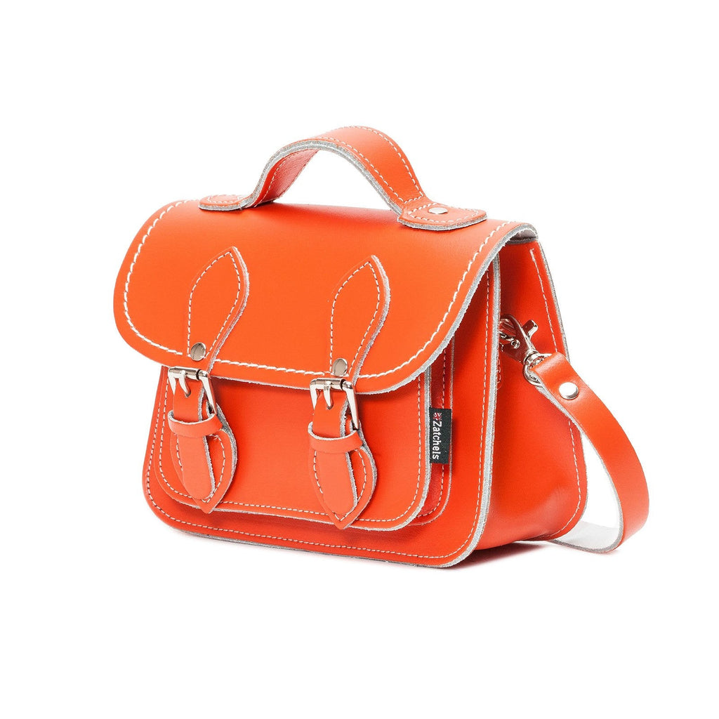 Handmade Leather Micro Satchel in Orange