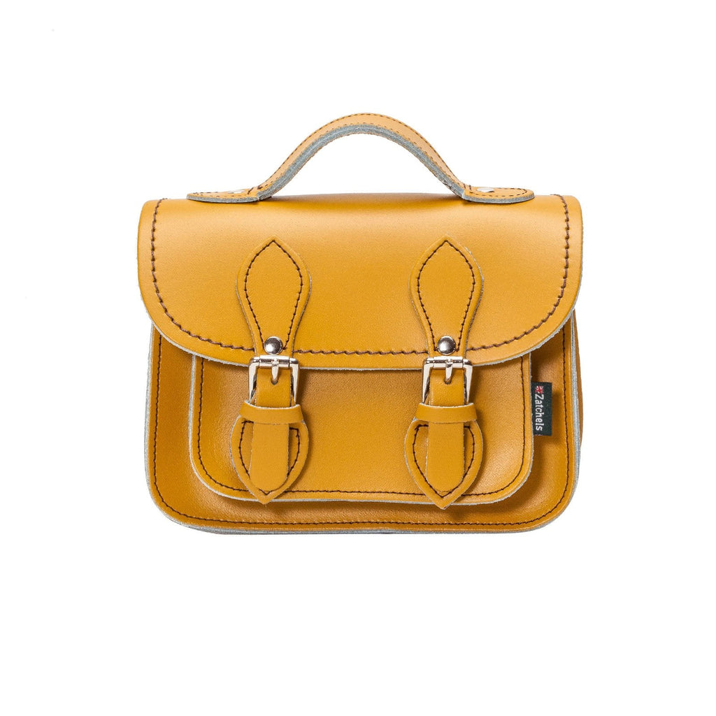 Handmade Leather Micro Satchel in Yellow Ochre