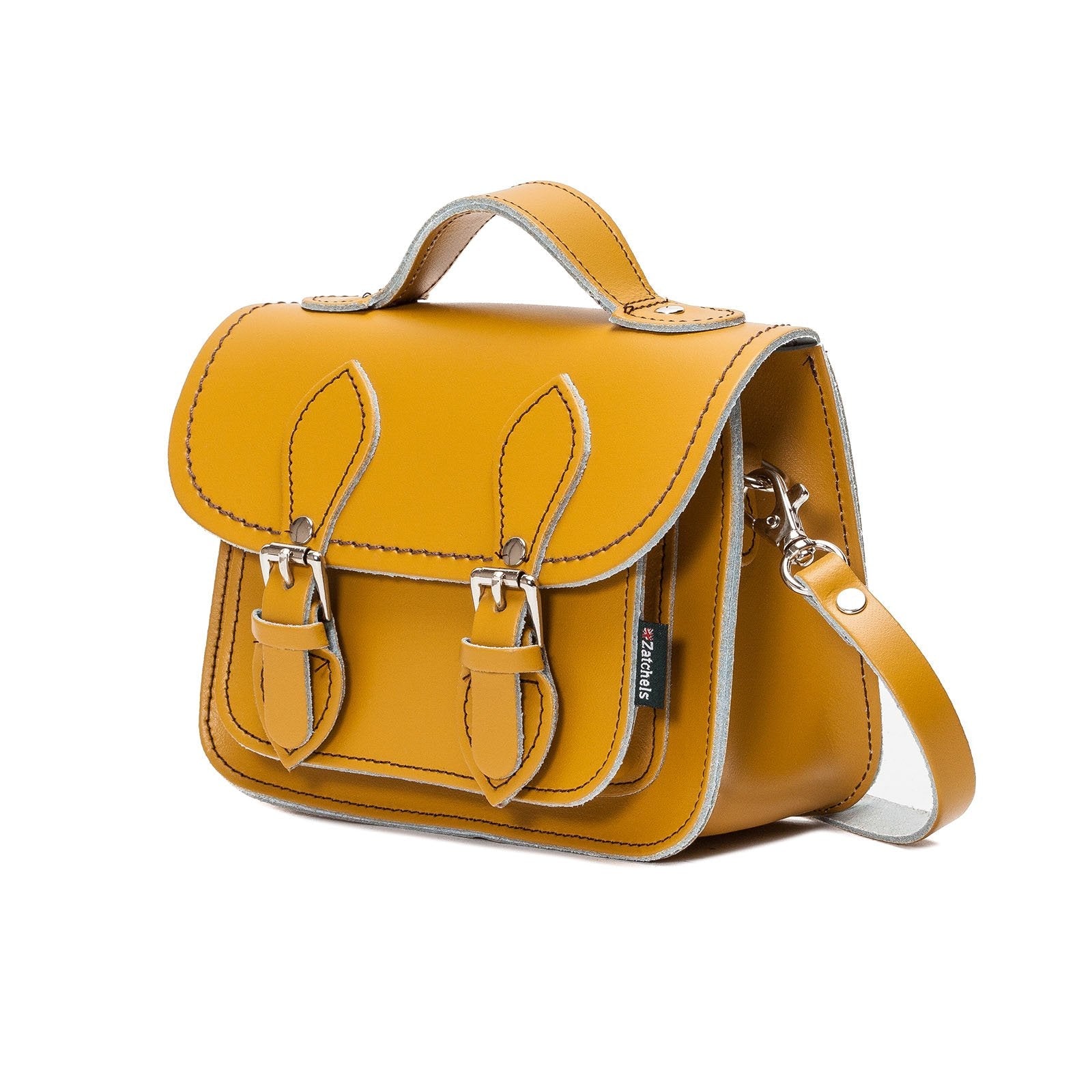 Handmade Leather Micro Satchel in Yellow Ochre