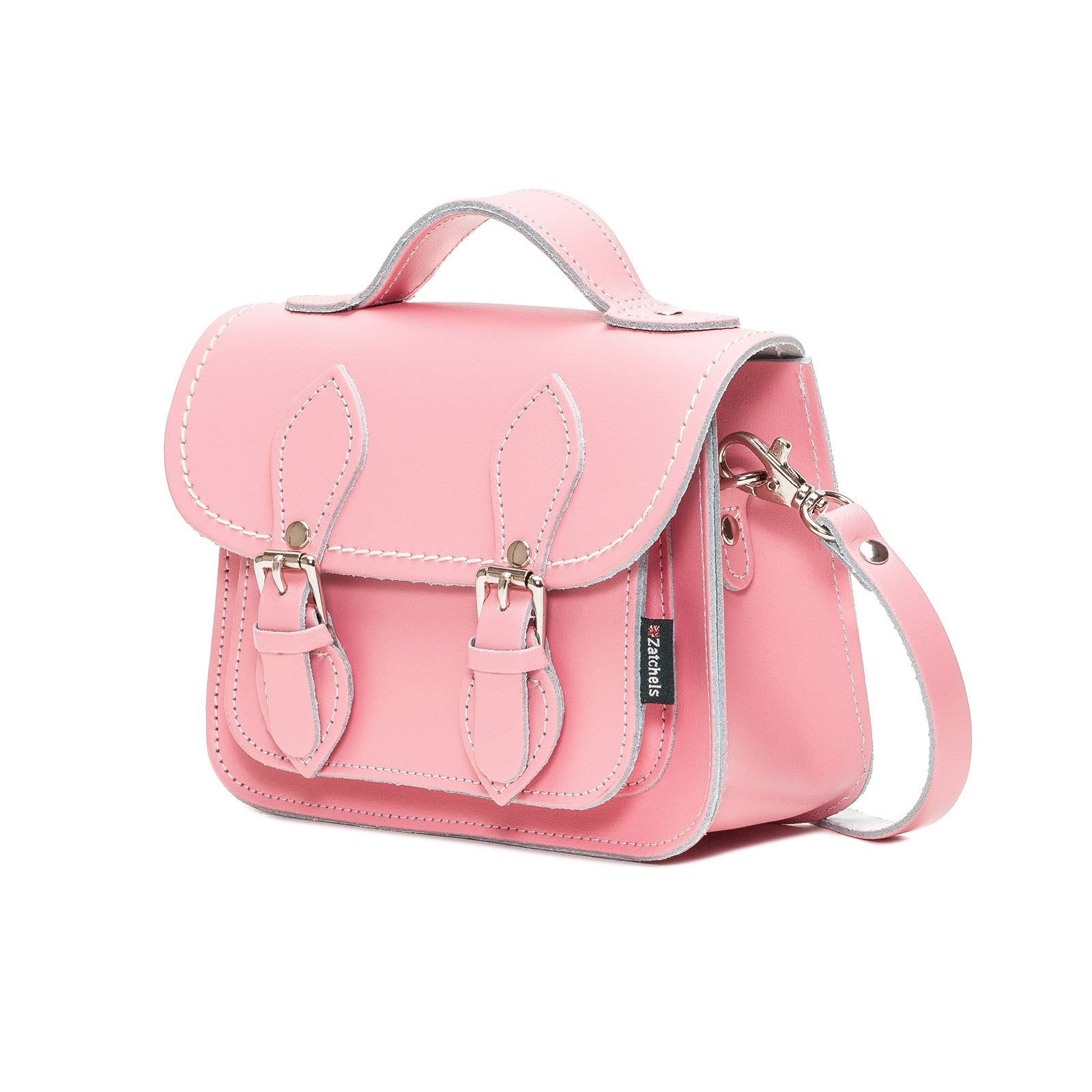 Handmade Leather Micro Satchel in Pastel Pink