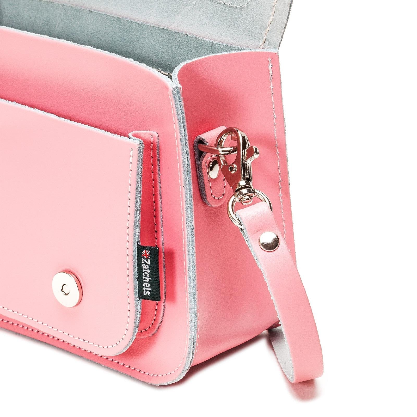 Handmade Leather Micro Satchel in Pastel Pink