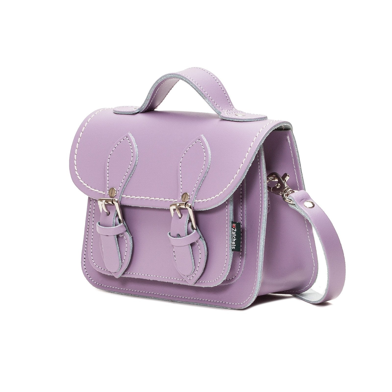 Handmade Leather Micro Satchel in Pastel Violet