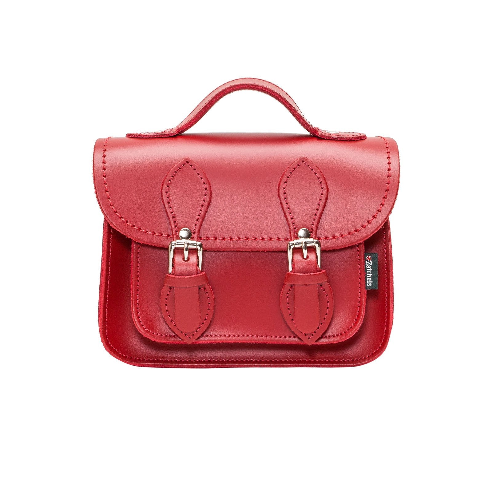 Red Leather Micro Satchel Handmade