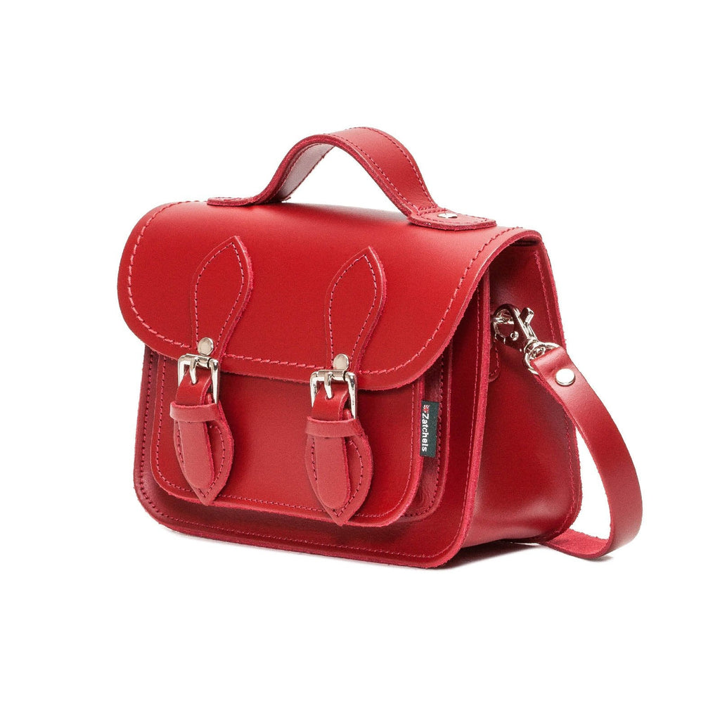Red Leather Micro Satchel Handmade