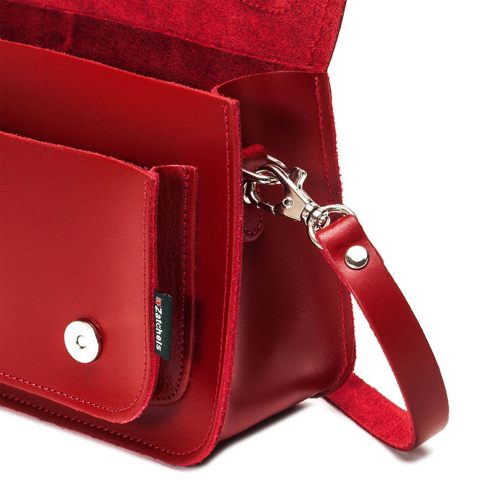 Red Leather Micro Satchel Handmade