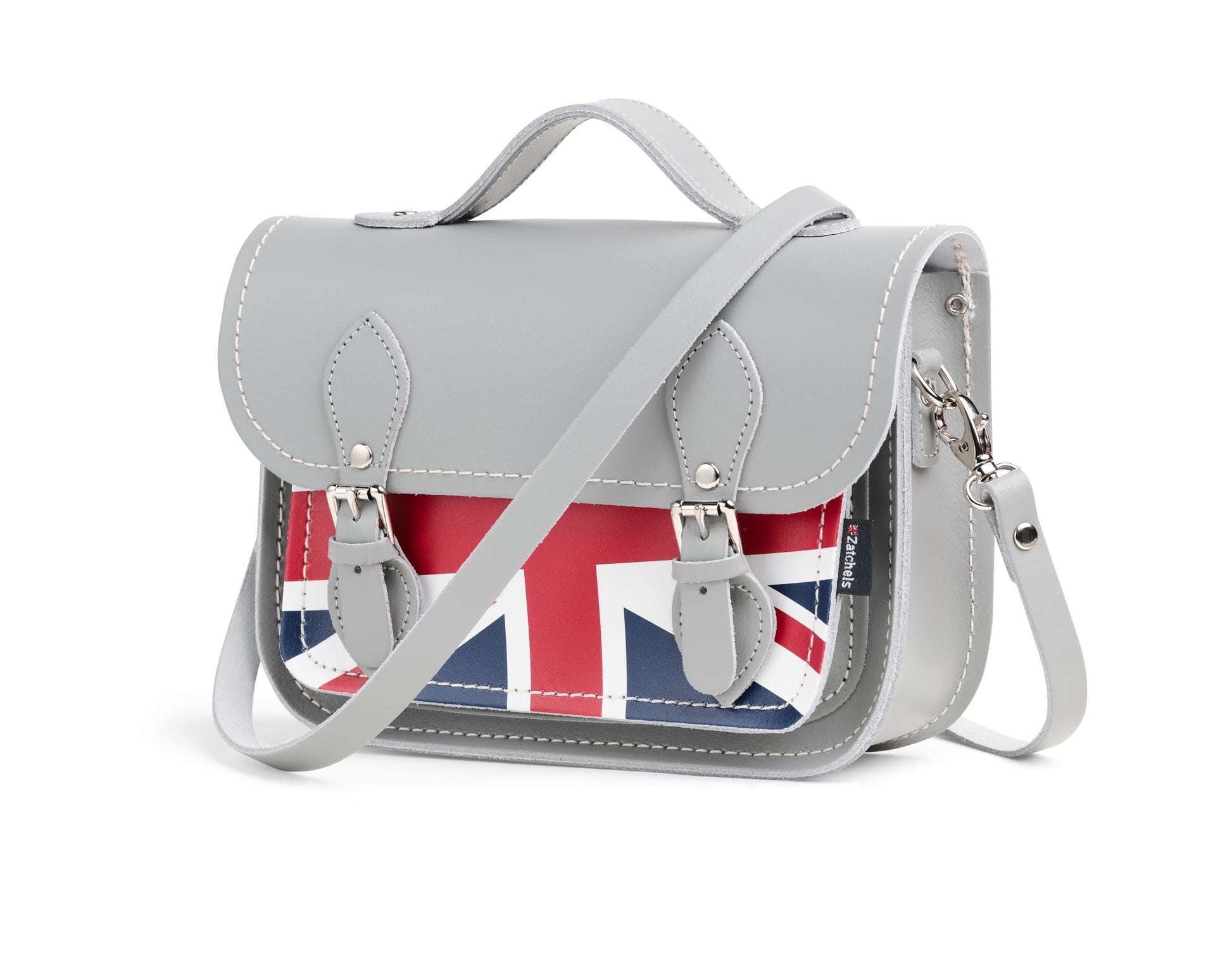 Union Jack Midi Satchel in Ghost Grey