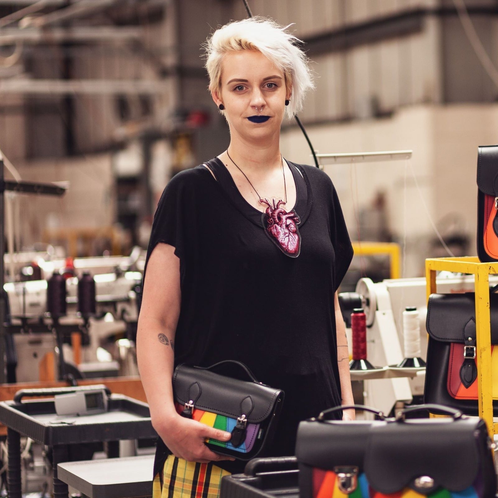 Leather Midi Satchel Pride Rainbow