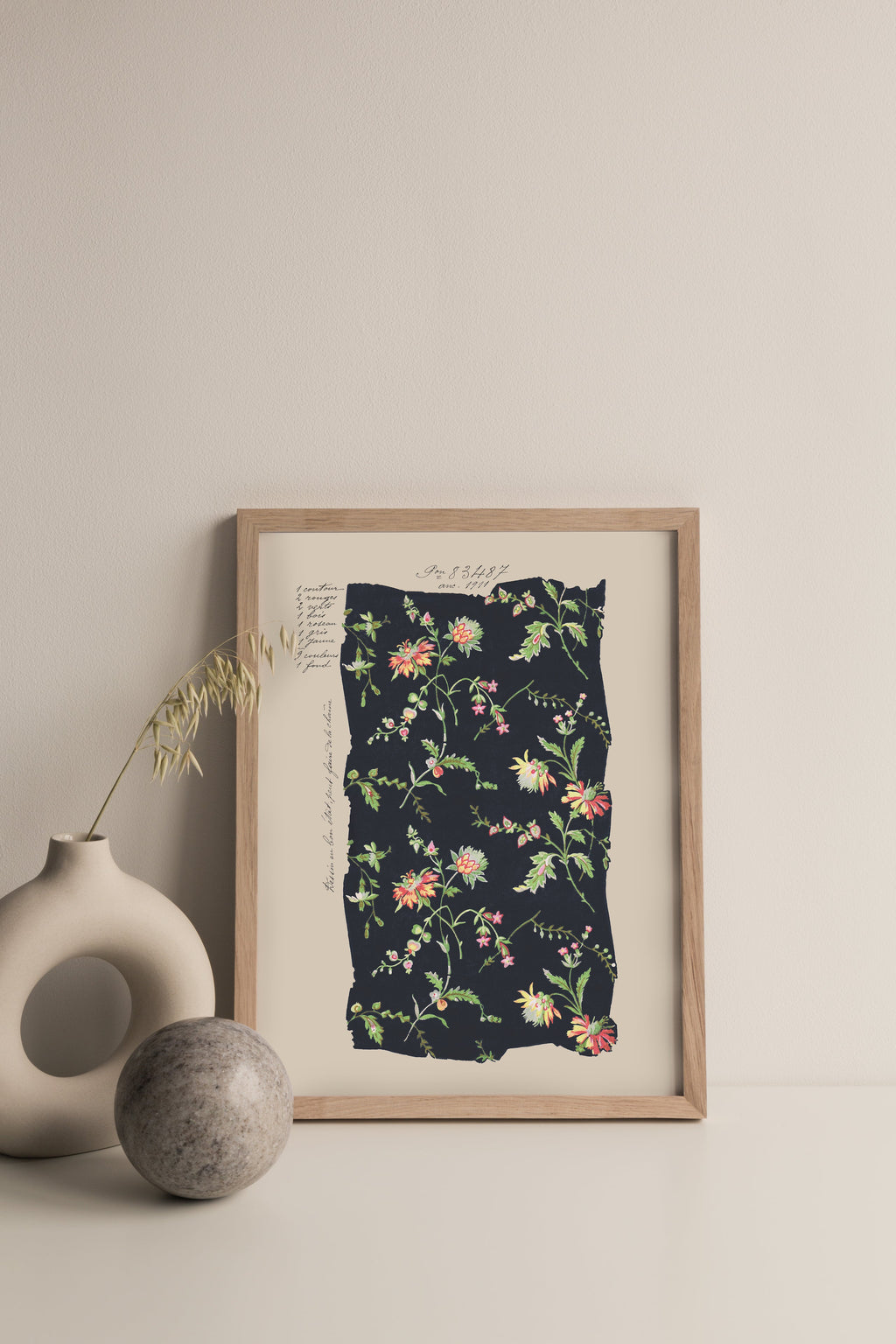Midnight Blooms Vintage Botanical Poster Print
