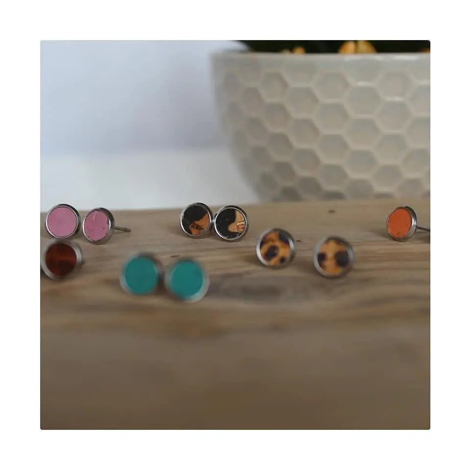 Mini Cork Stud Earrings in Gold and Silver