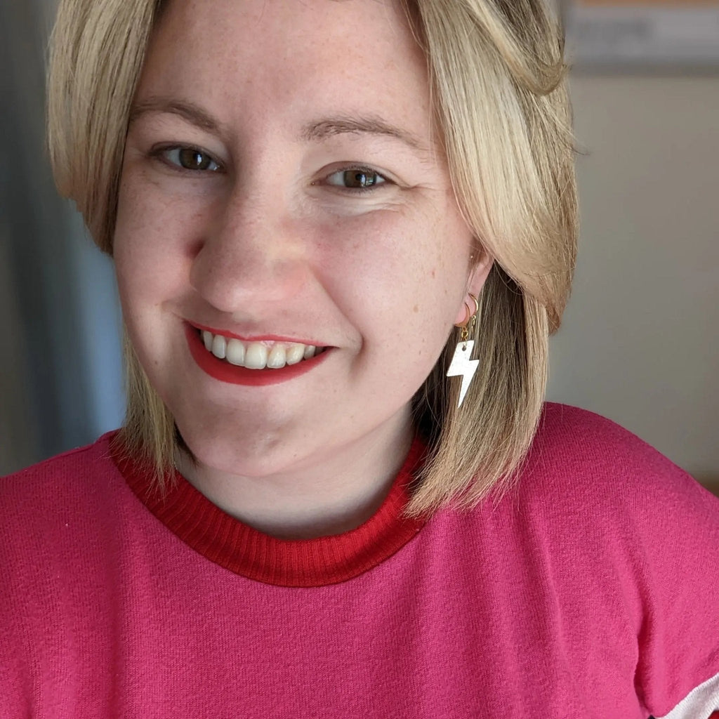 Mini Gold Cork Lightning Bolt Earrings