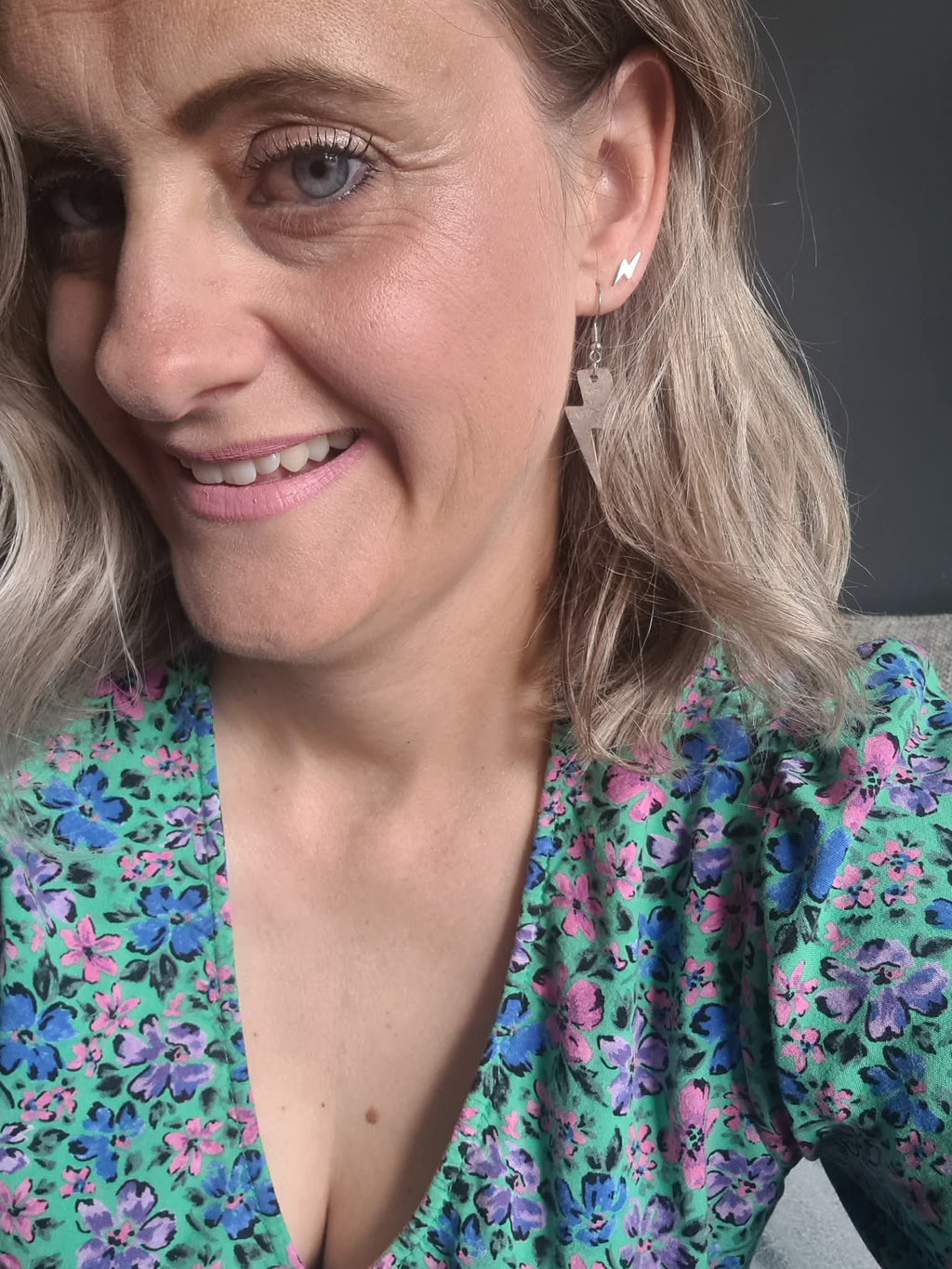 Mini Silver Cork Lightning Bolt Earrings