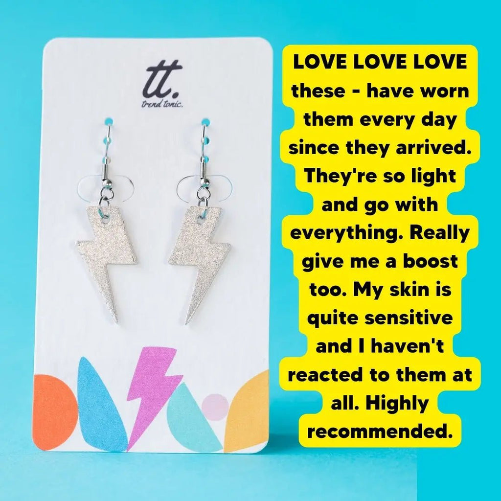 Mini Silver Cork Lightning Bolt Earrings