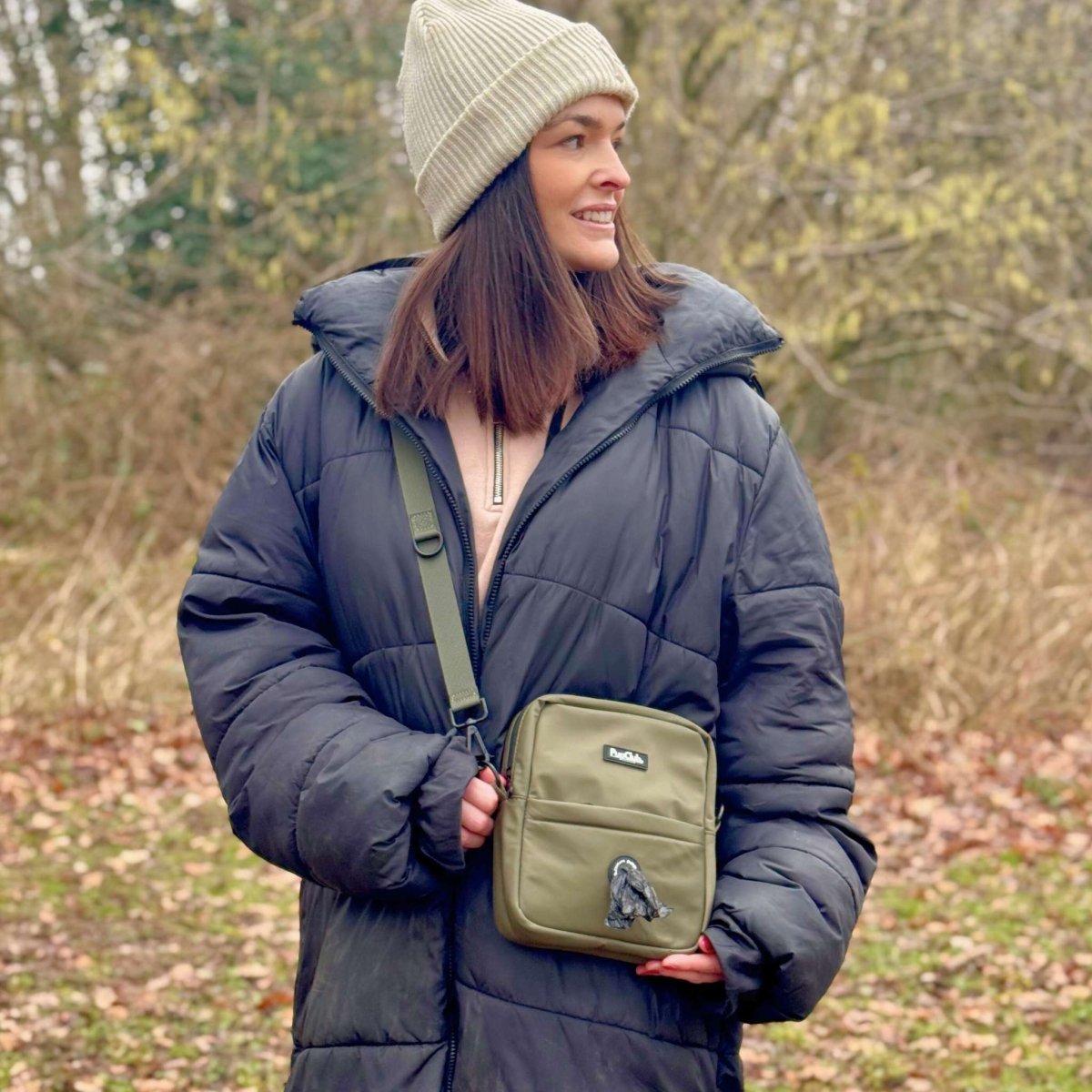 Mini Dog Walking Bag in Khaki Green