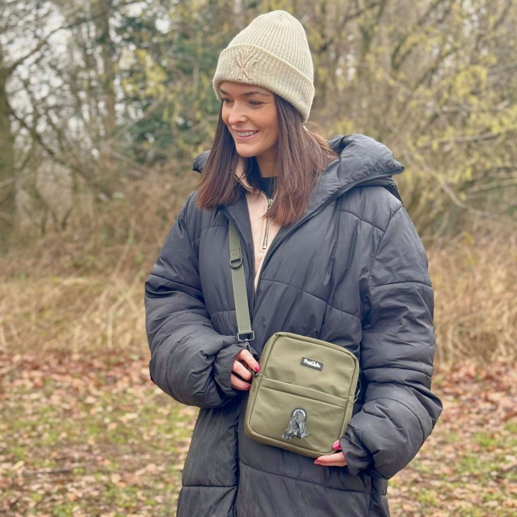 Mini Dog Walking Bag in Khaki Green