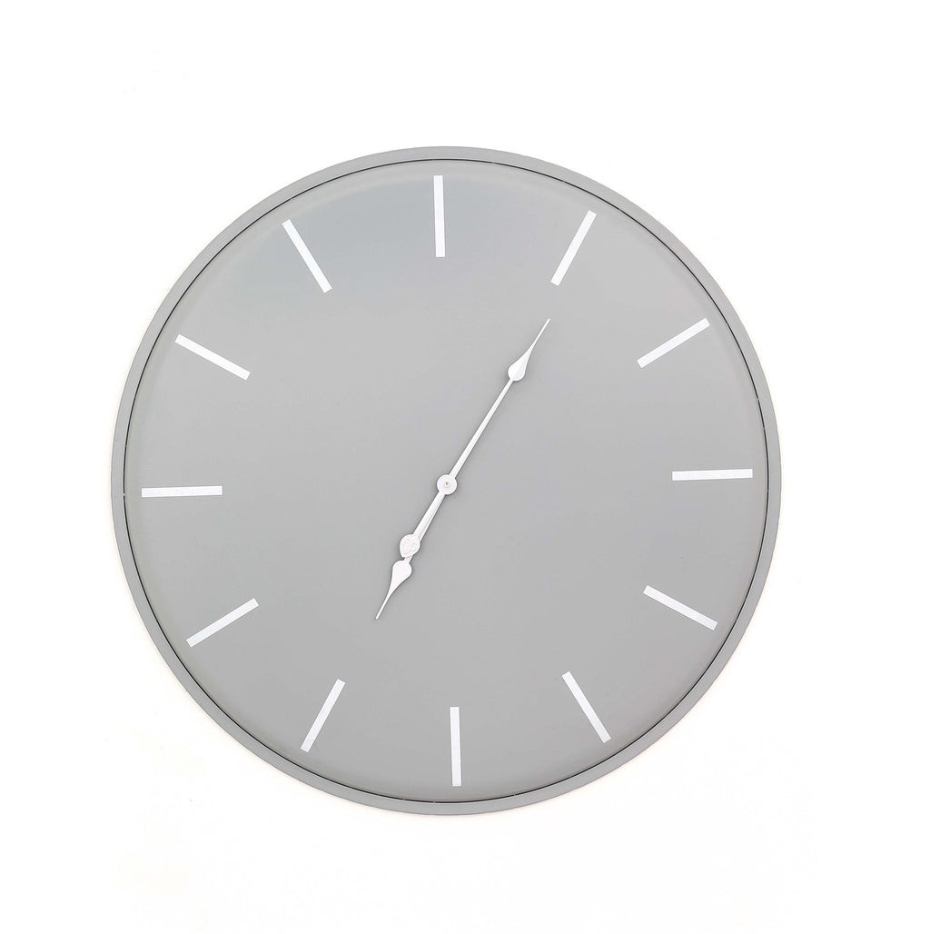 Oversized Minimal Grey Metal Wall Clock