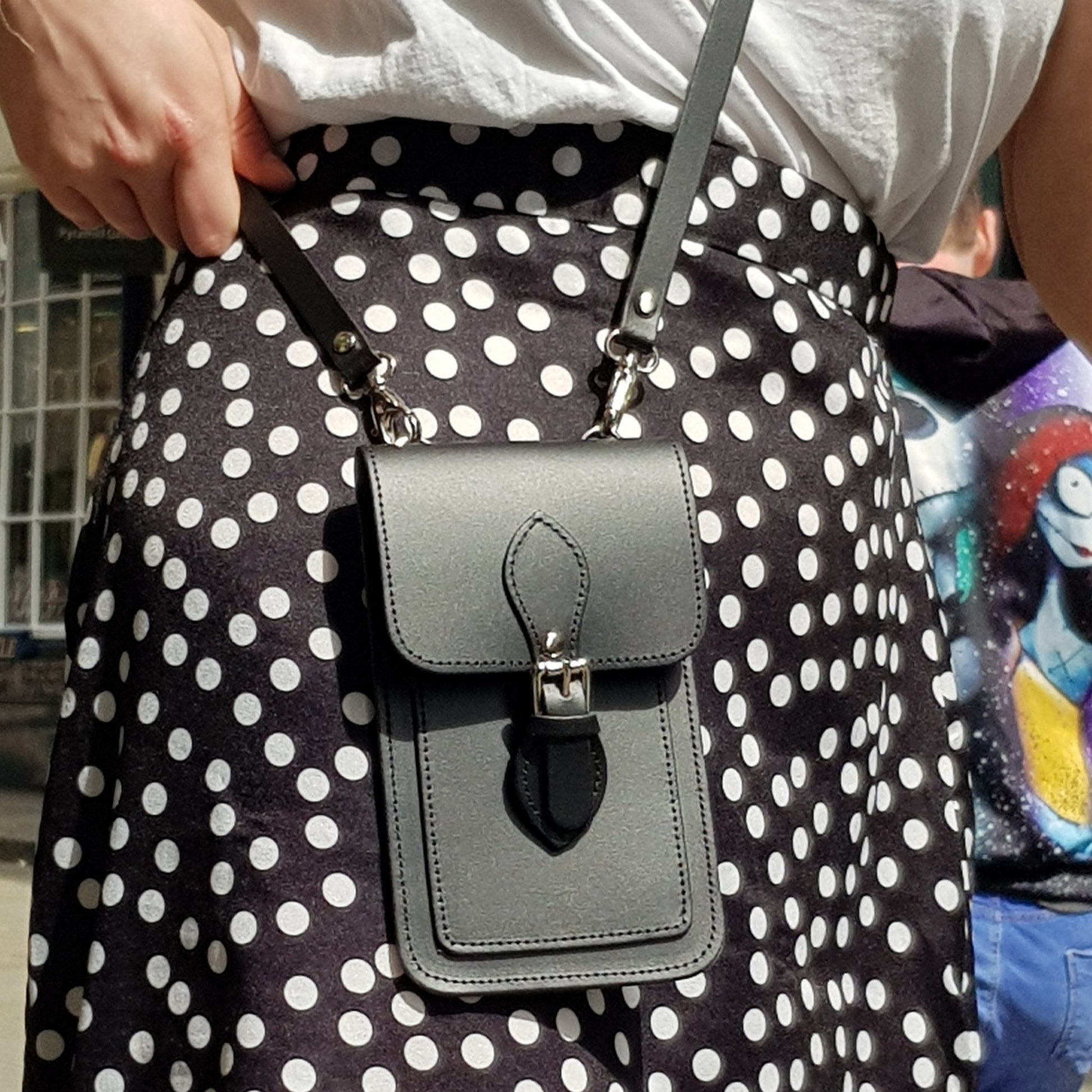 Handmade Leather Mobile Phone Pouch in Pastel Baby Blue