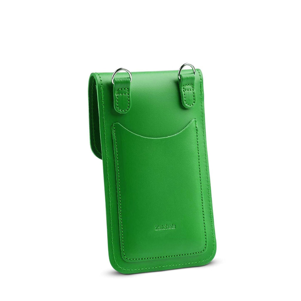 Handmade Leather Mobile Phone Pouch in Green