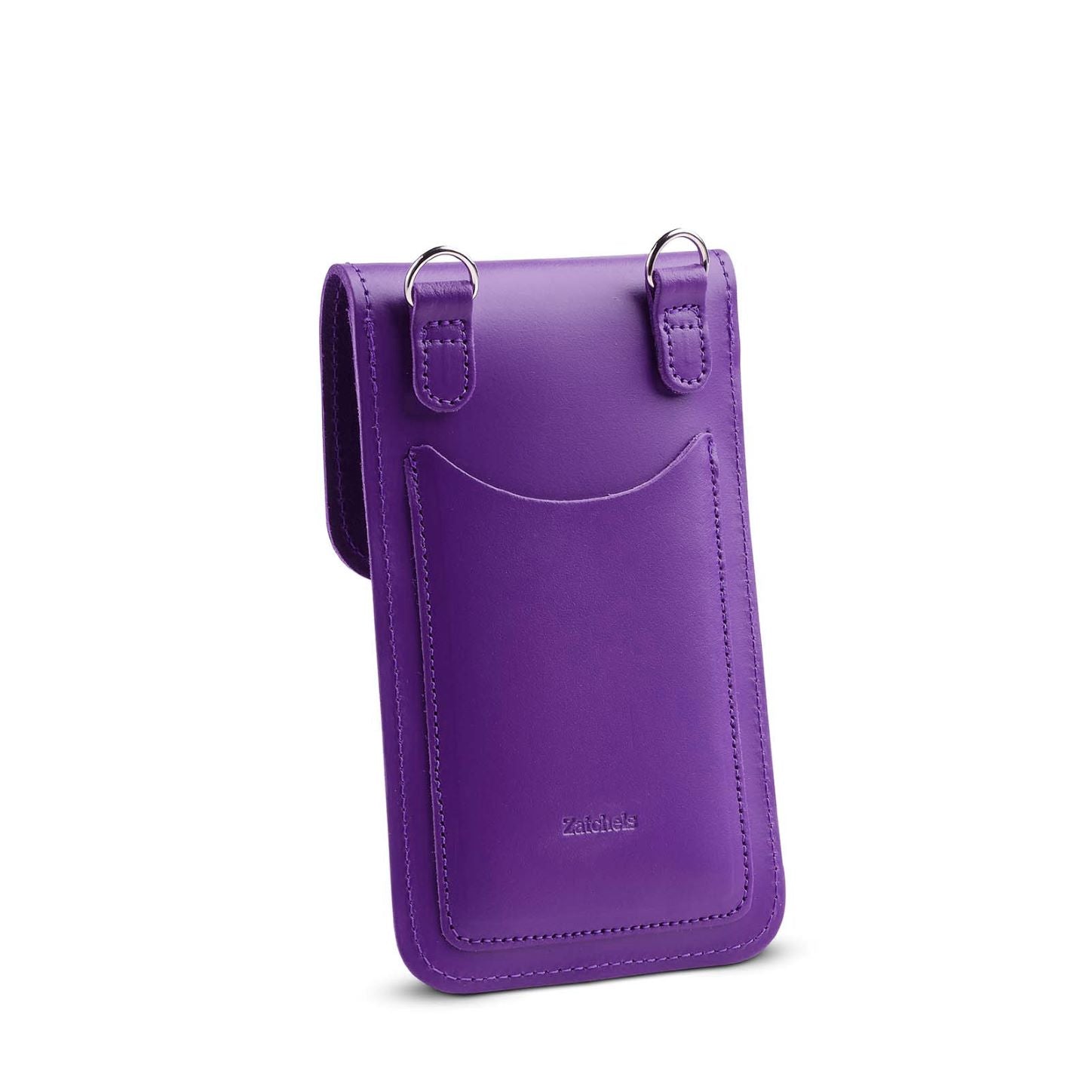 Handmade Leather Mobile Phone Pouch in Purple