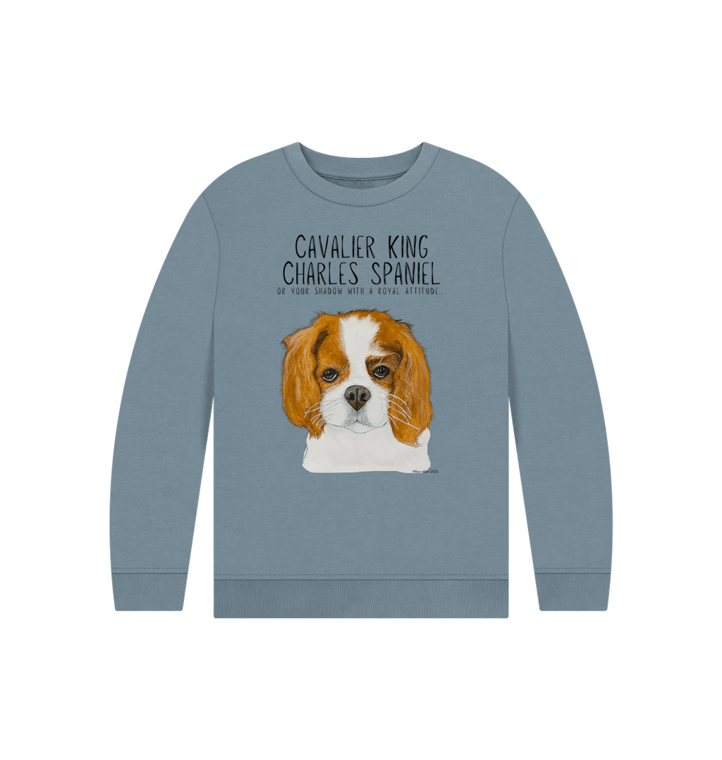 Eco Kids Sweatshirt with Cavalier King Charles Spaniel Print