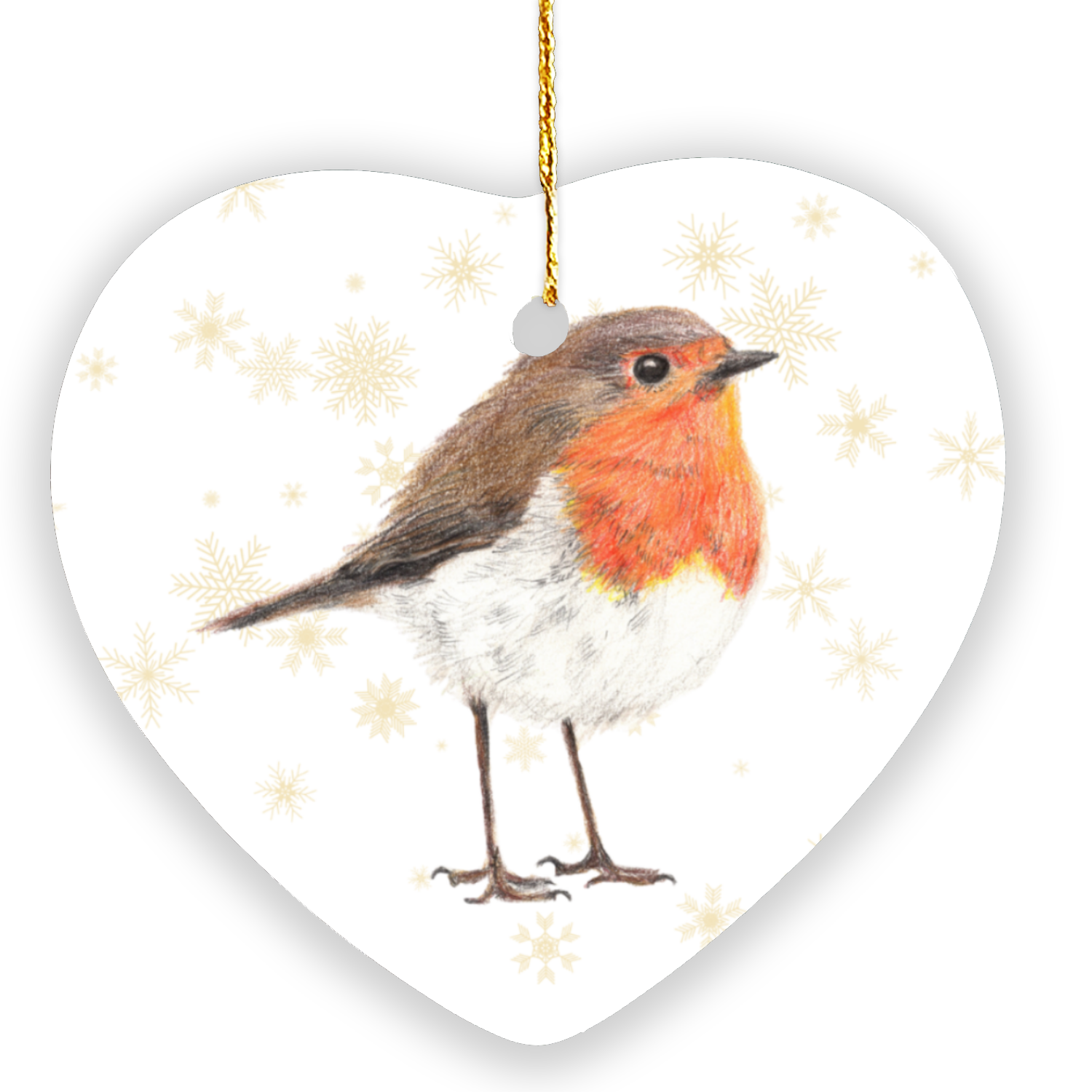 Robin Heart Shape Christmas Tree Ornament
