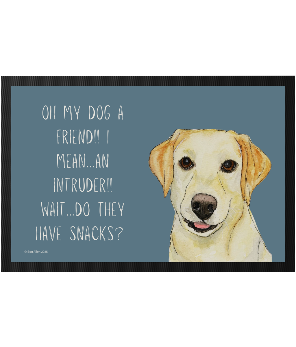 Yellow Labrador Welcome Mat Friend or Intruder or Snack Delivery