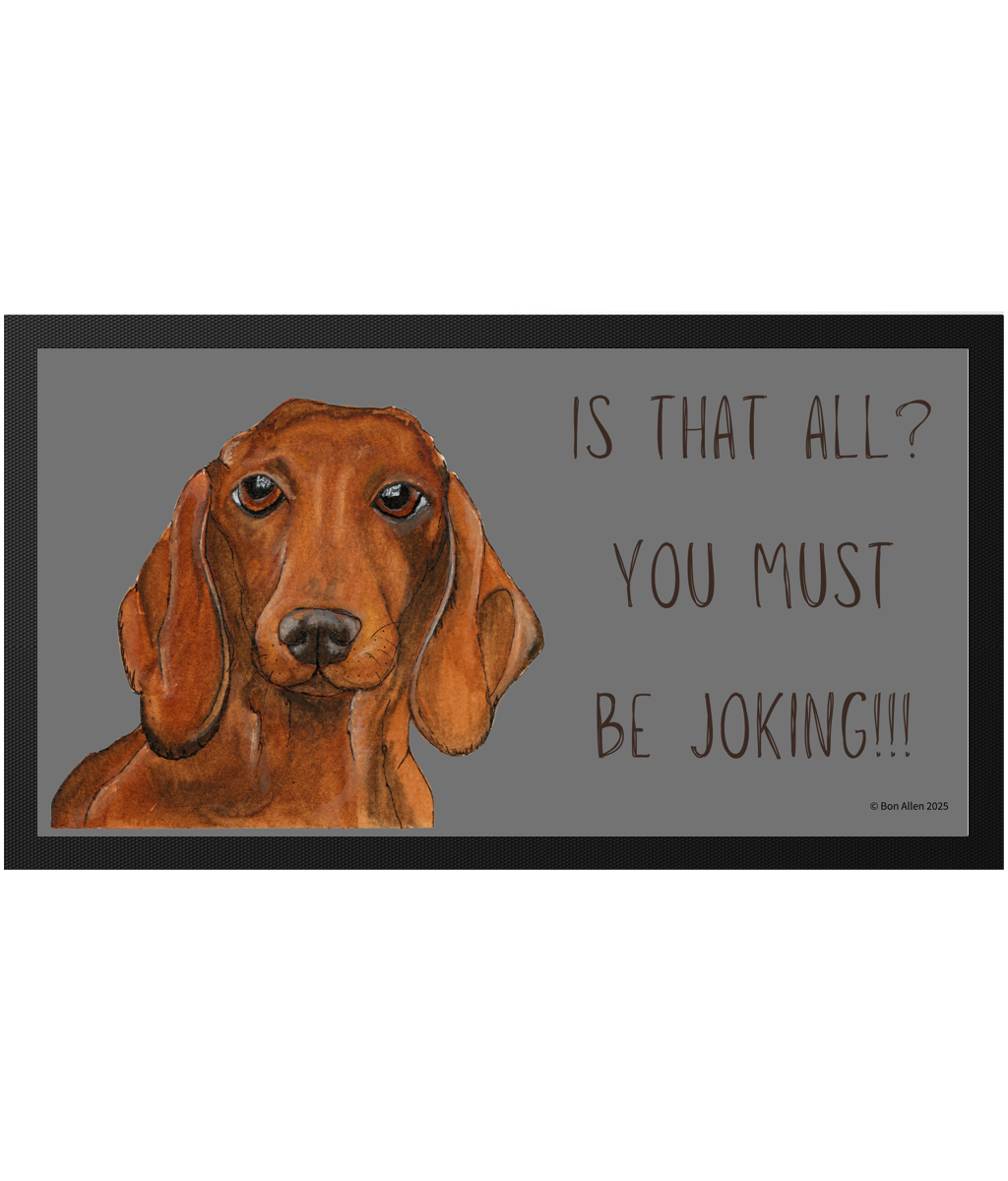Dachshund Dining Drama Hilarious Pet Bowl Mat