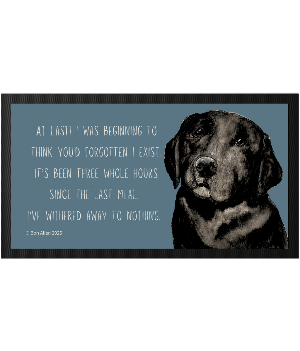 Black Labrador Starving Since Breakfast Pet Bowl Mat