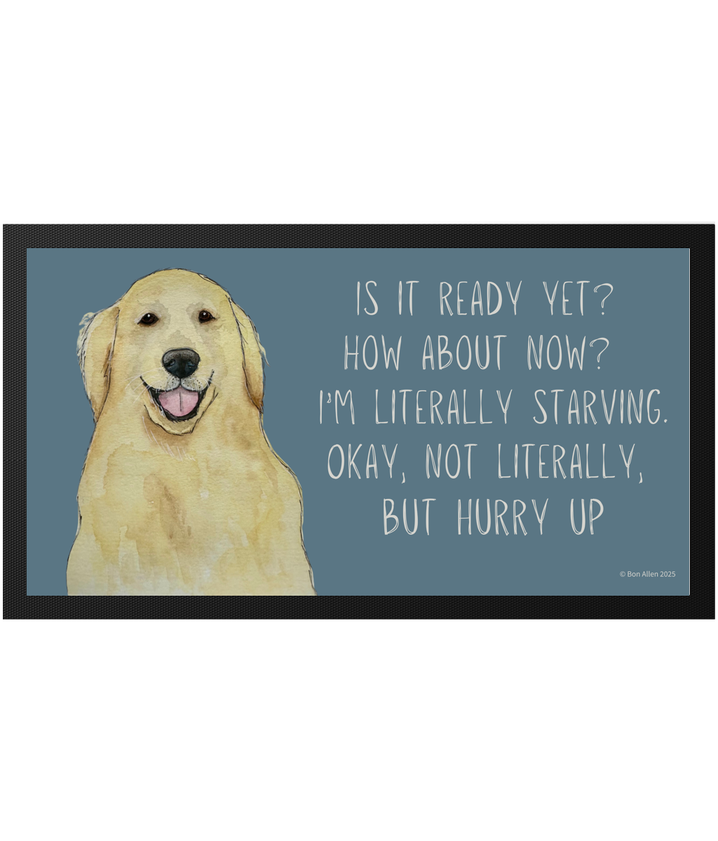 Golden Retriever Feast Mat Hurry Up Hooman