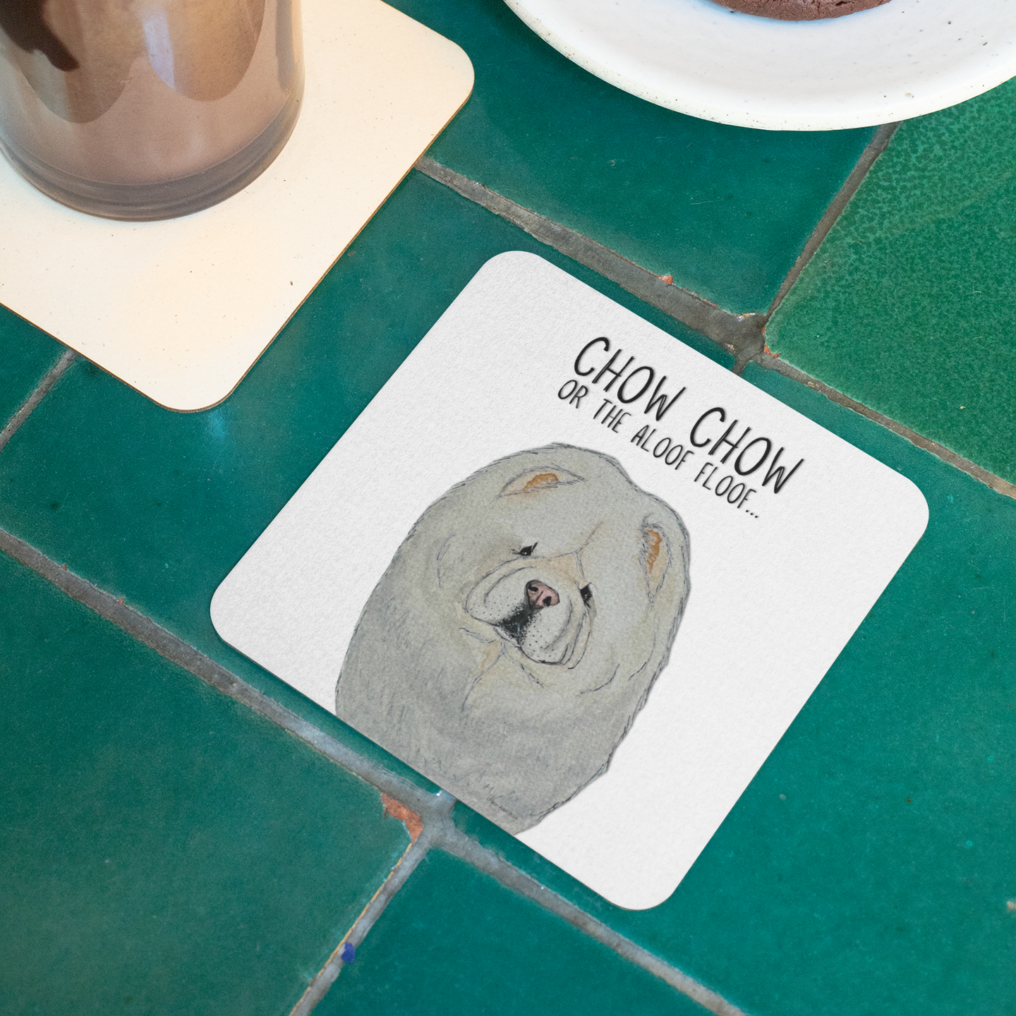 Cream Chow Chow Coasters Pack of 4