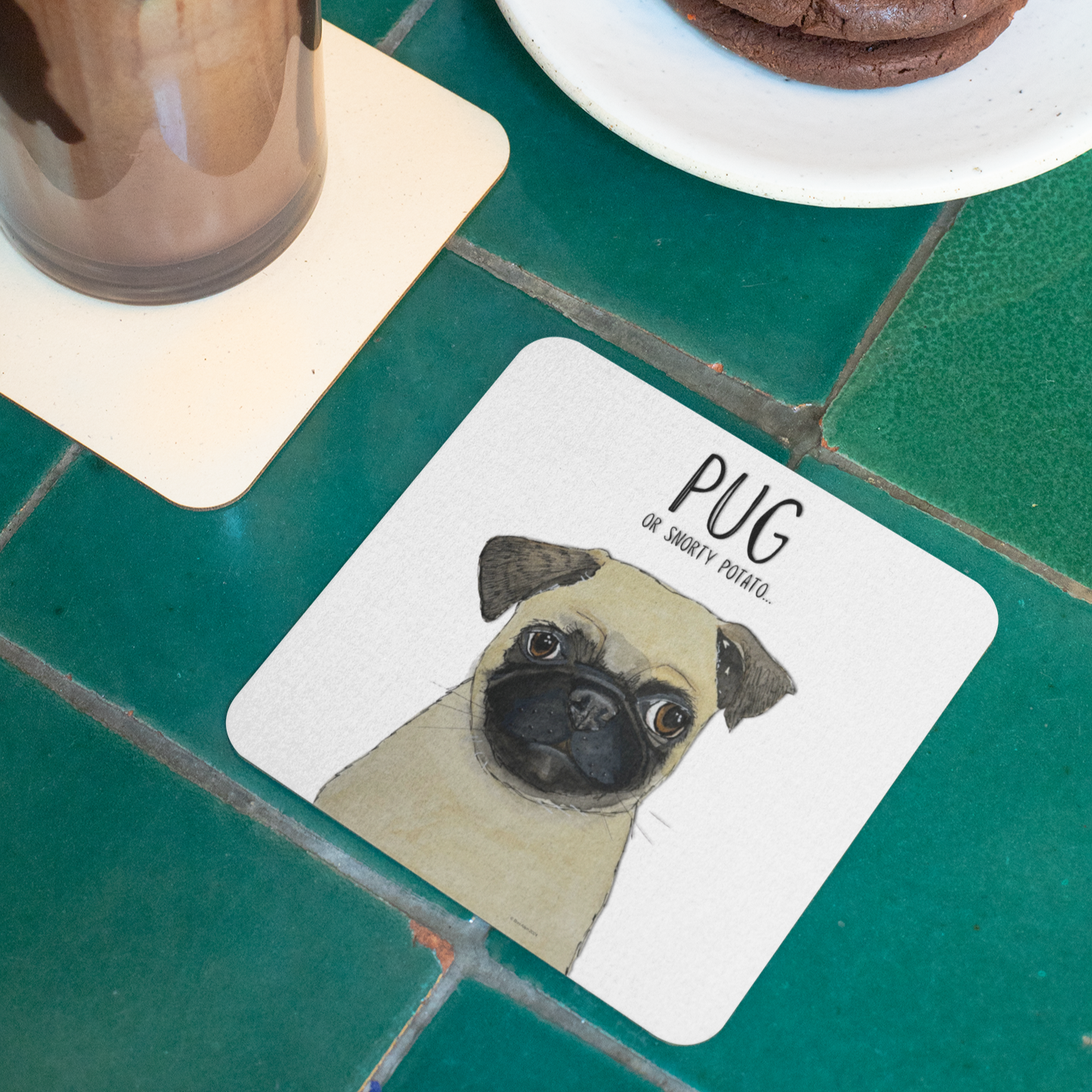 Pug Coaster Set Pack of 4