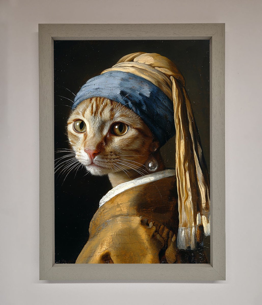 Mona Lisa Cat Framed Poster