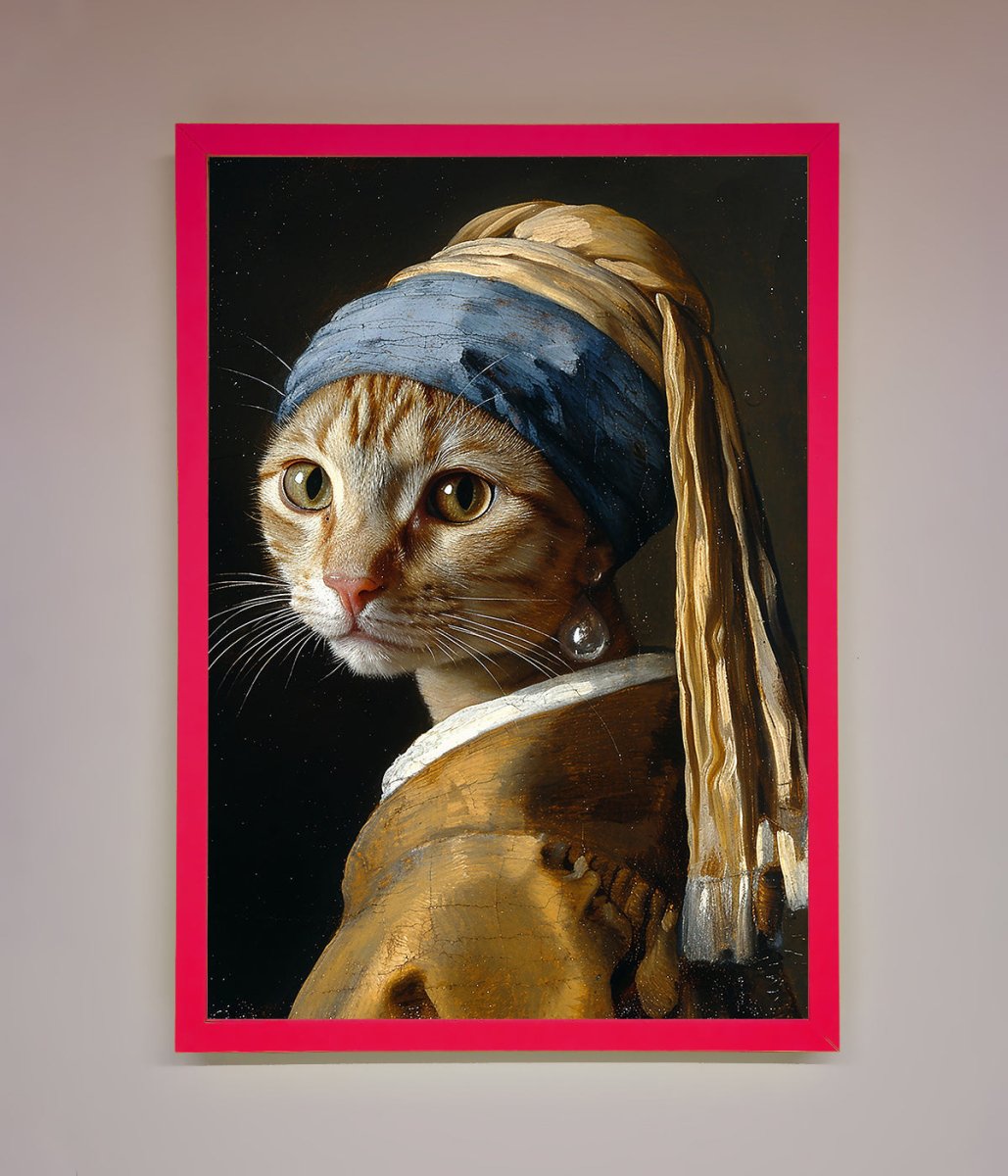 Mona Lisa Cat Framed Poster