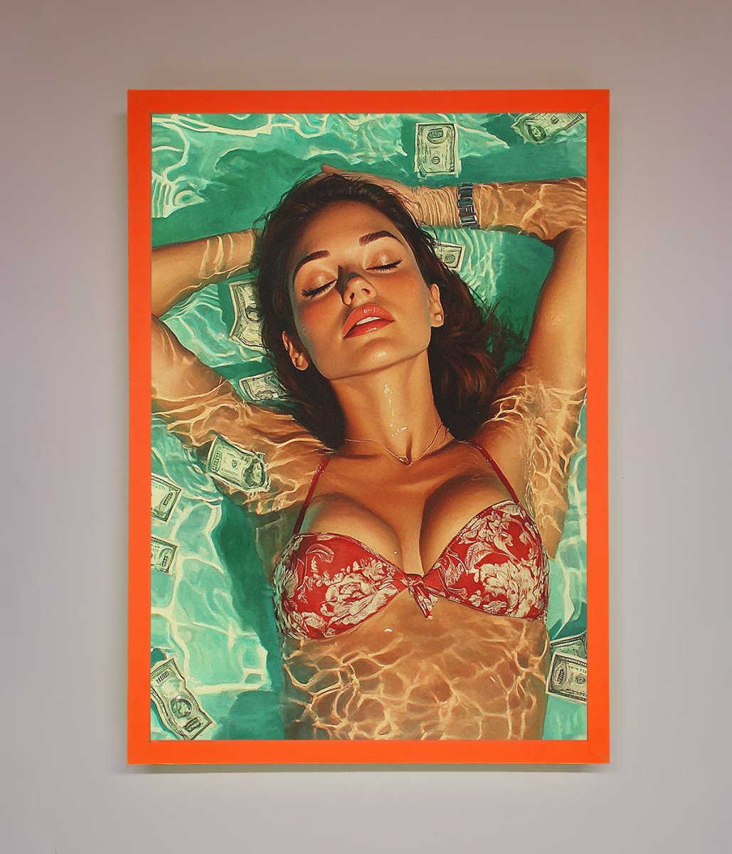 Money Pool Babe Framed Wall Art