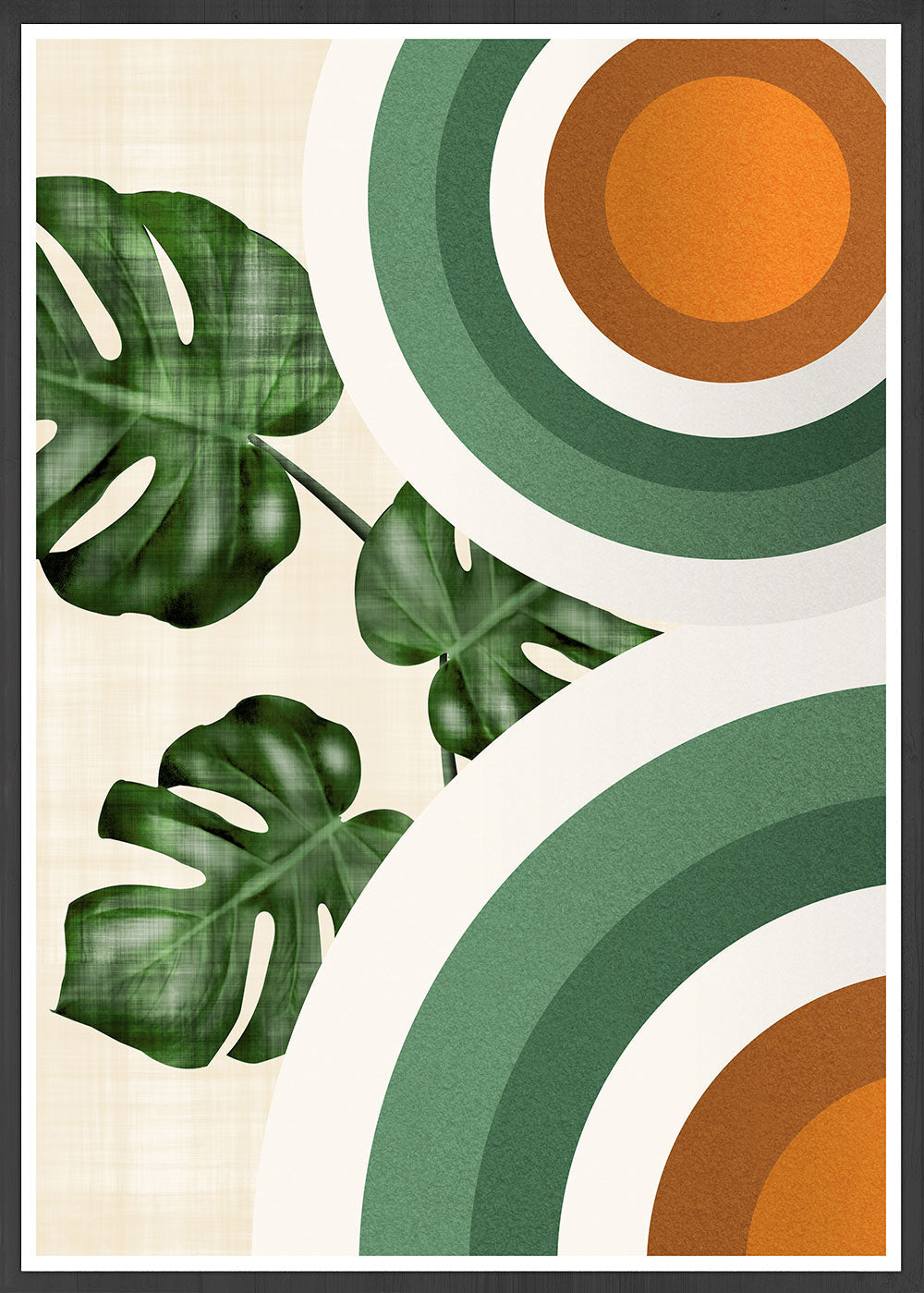 Monstera and Circles Poster Print