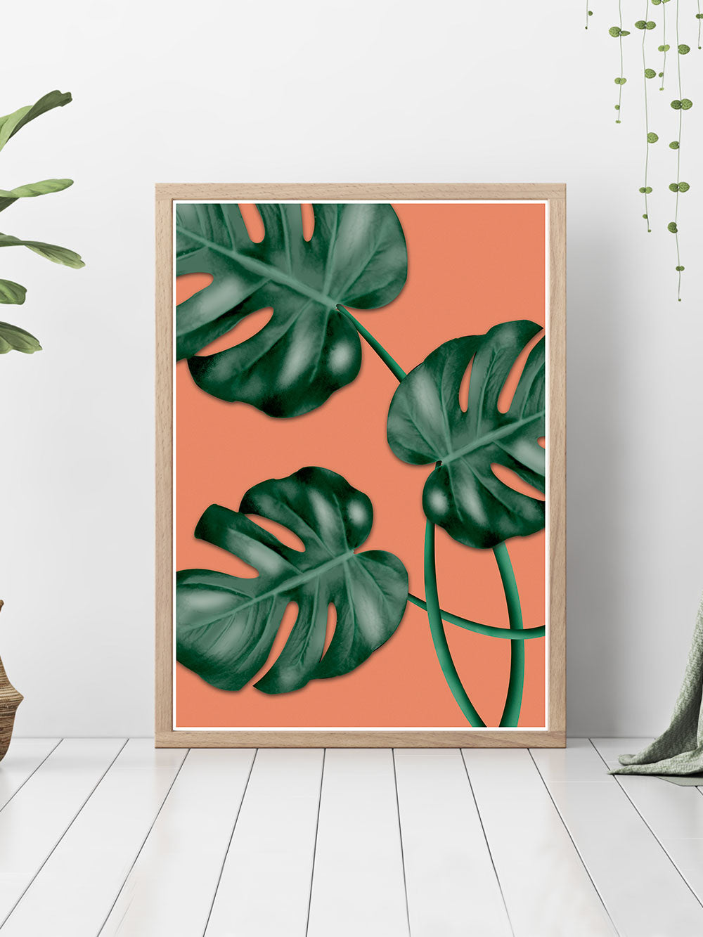 Monstera Orange Botanical Illustration Print