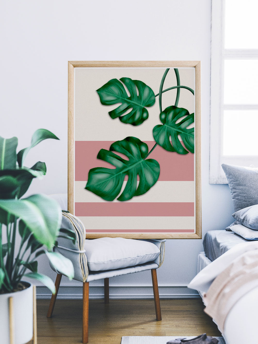 Pink Monstera Deliciosa Print Wall Art