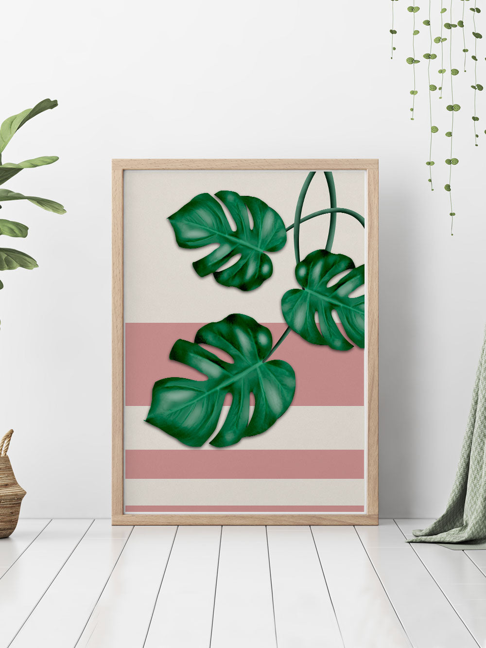 Pink Monstera Deliciosa Print Wall Art