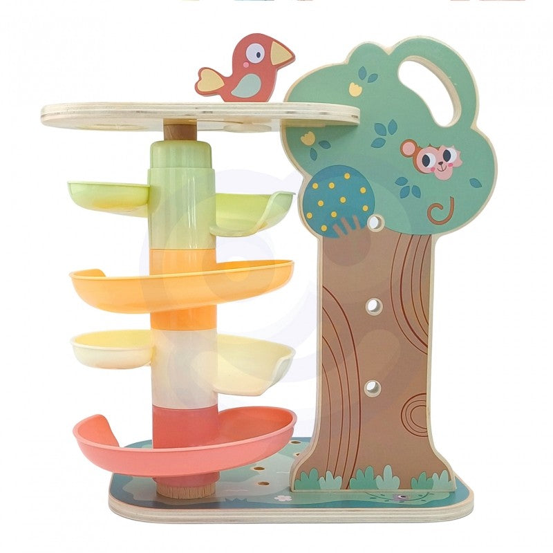 montessori activity tree with spinning gears and bead maze for toddler skill development