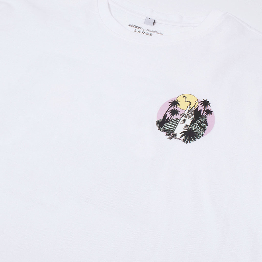 soft white moomintroll jungle t-shirt on a gentle background, evoking a comforting and cozy mood