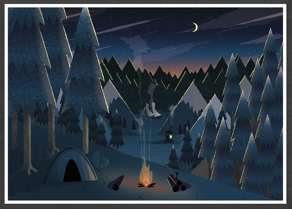 Midnight Camping Art Print for Kids