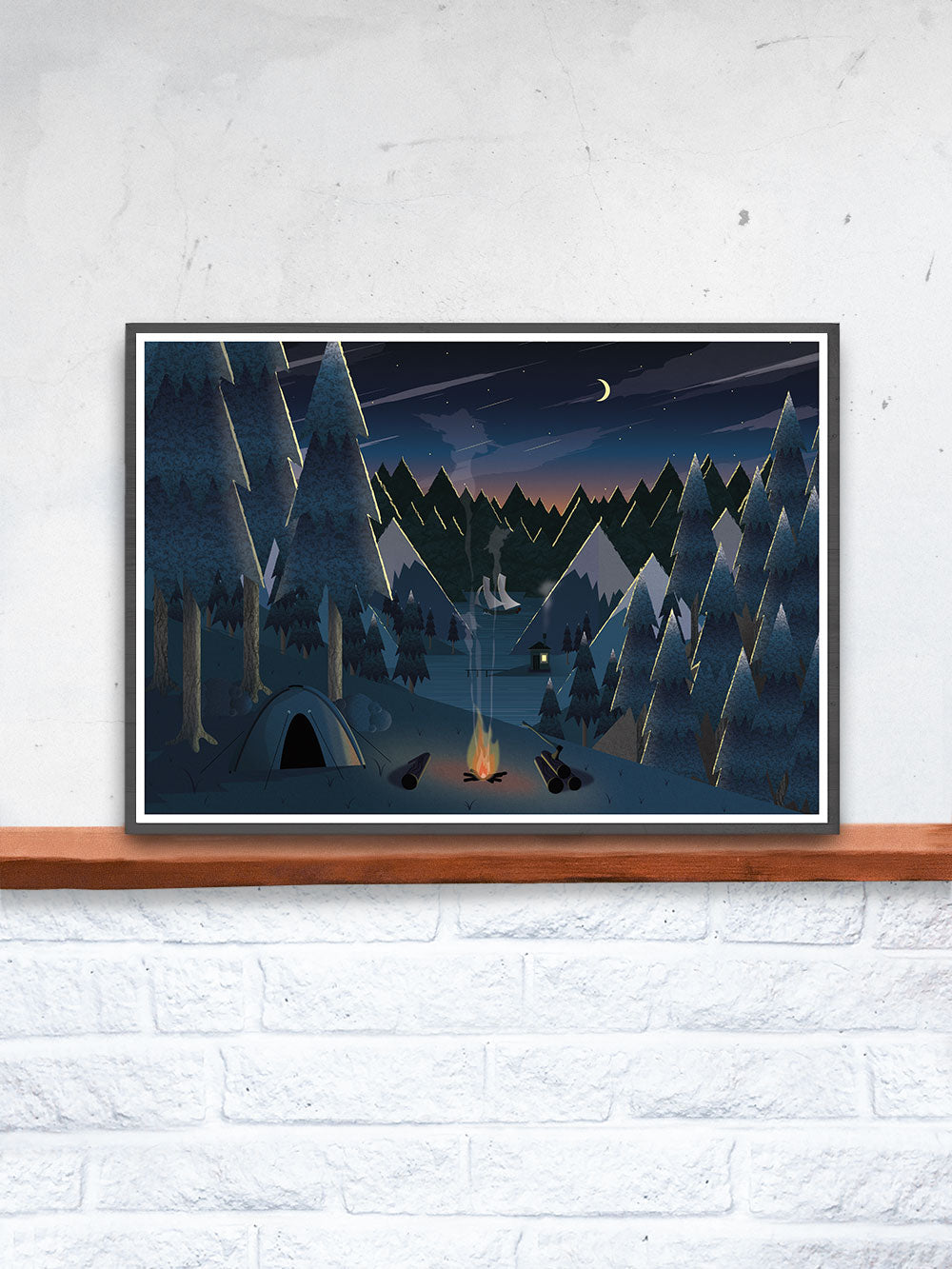 Midnight Camping Art Print for Kids