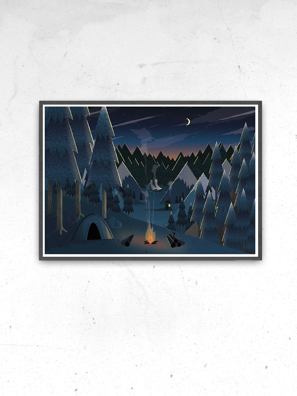 Midnight Camping Art Print for Kids